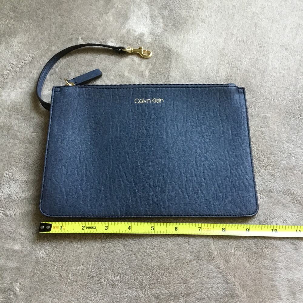 Calvin Klein Medium Zip Clutch Wristlet Bag Blue